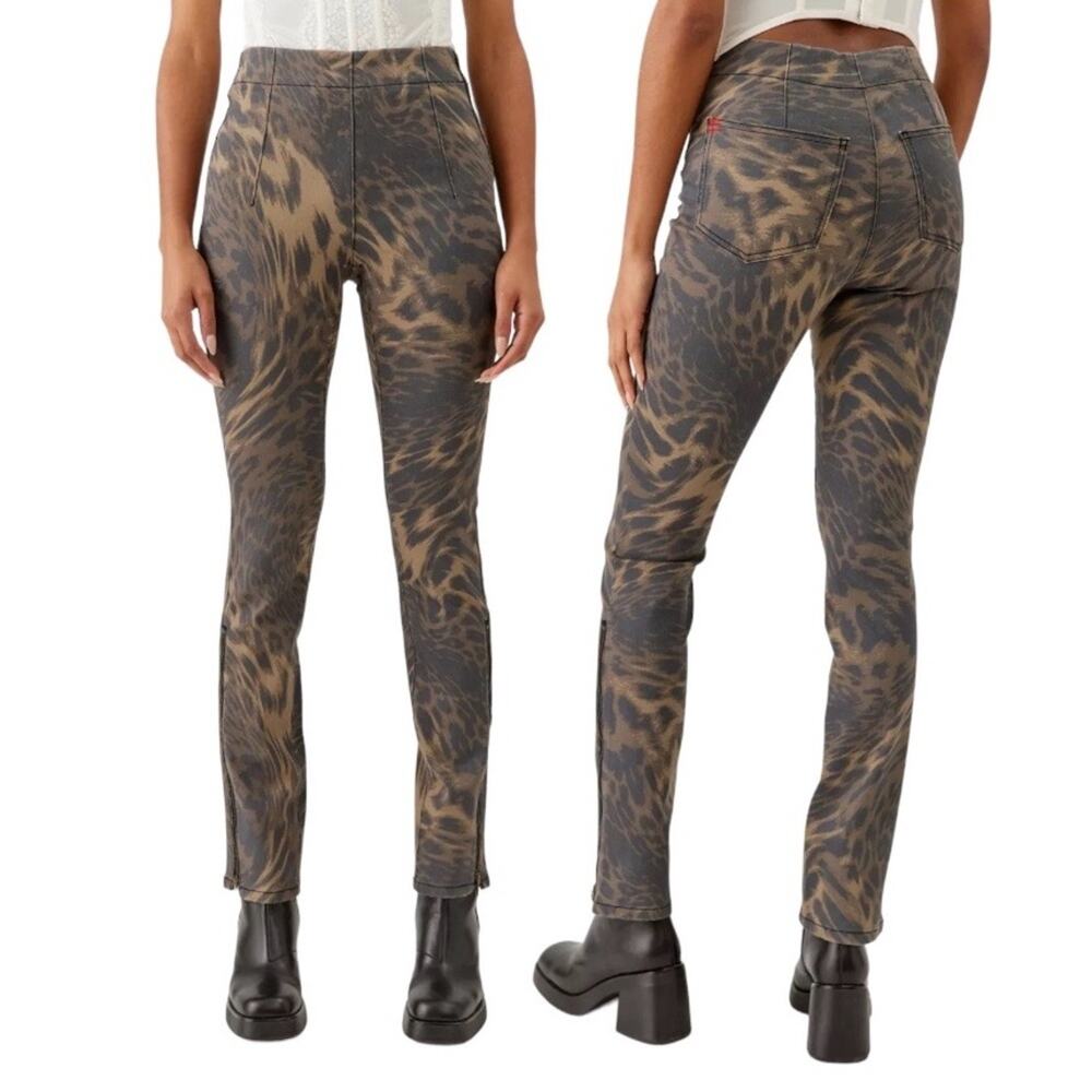 Urban Outfitters BDG Brown Multi Animal Print High Waist Ankle Zip Skinny Jeans
